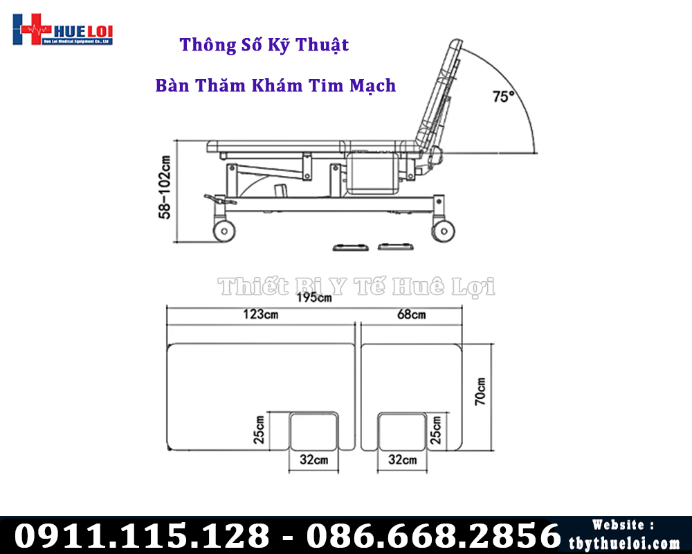 thông số kỹ thuật bàn can thiệp tim mạch EL02C