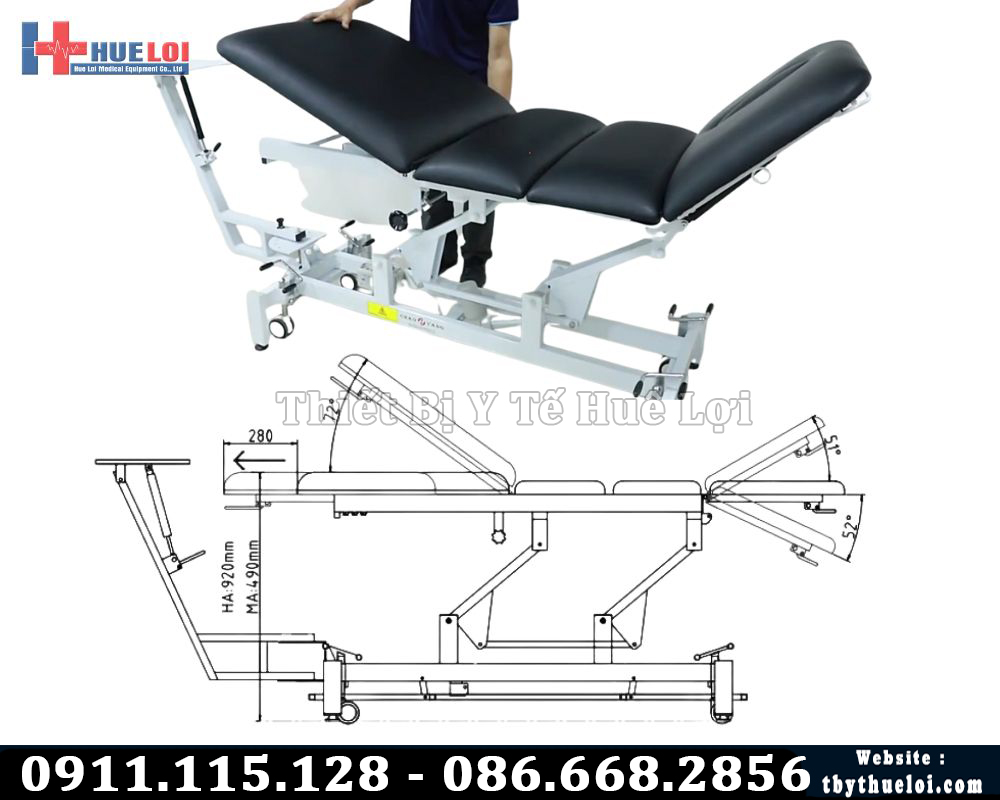 giường kéo giãn cột sống 4 khúc