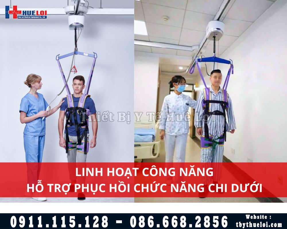 treo trần tập đứng và đi di chuyển người liệt