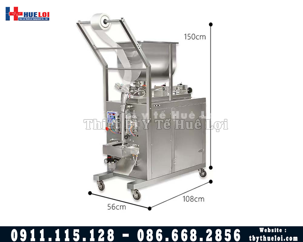 kích thước máy đóng gói nước sốt
