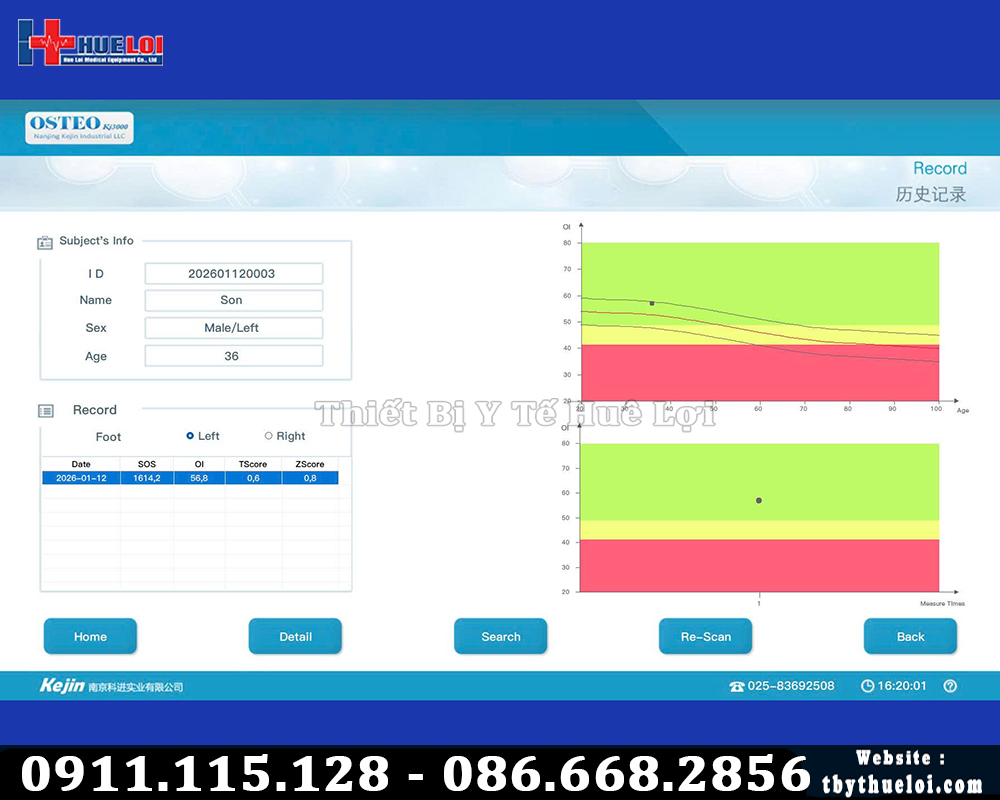 phiếu trả kết quả đo loãng xương