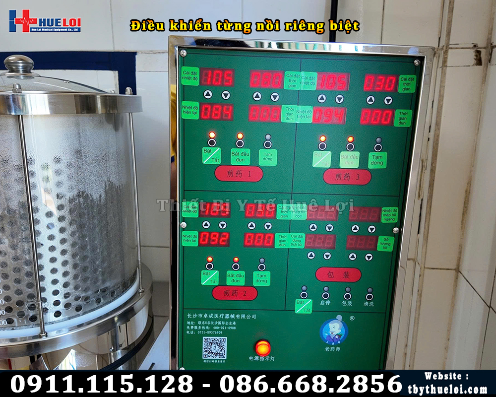 bảng điều khiển máy sắc thuốc đóng túi