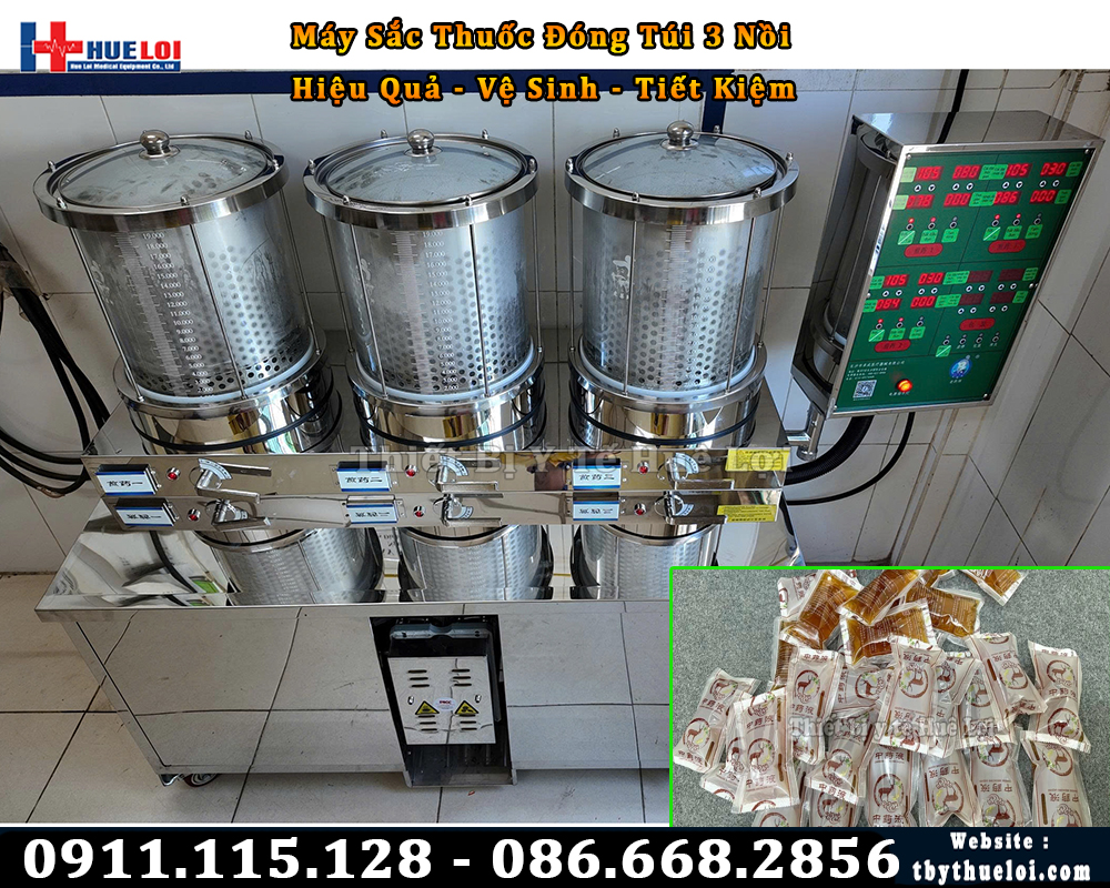 sắc thuốc và đóng túi 3 nồi tự động