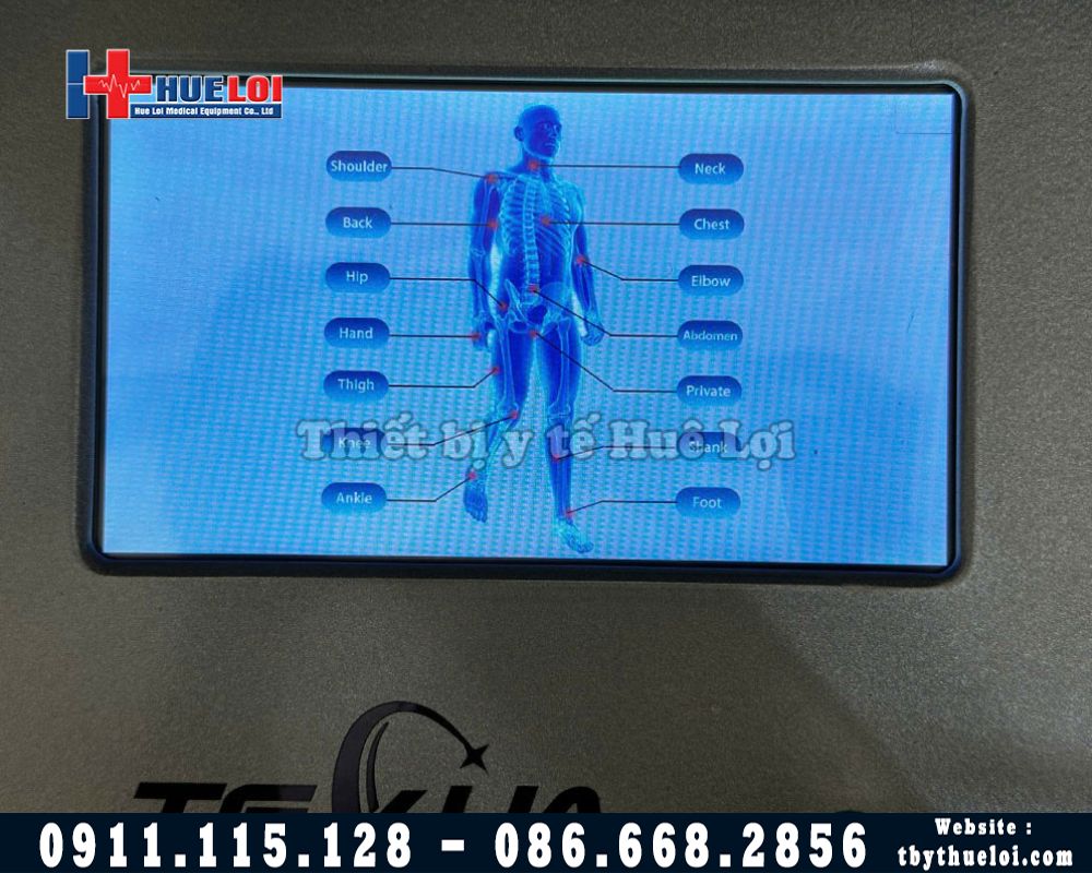 Các vùng trị liệu của máy JC06