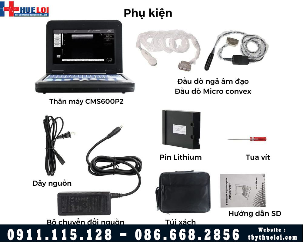 Phụ kiện đi kèm máy siêu âm thú y contec