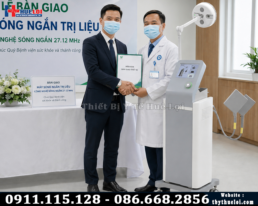 bàn giao máy sóng ngắn trị liệu chính hãng