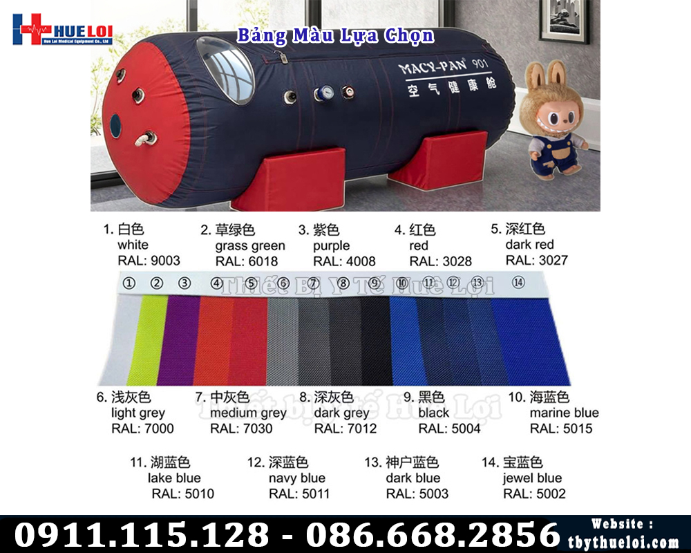 Bàng màu lựa chọn buồng oxy cao áp ST 901