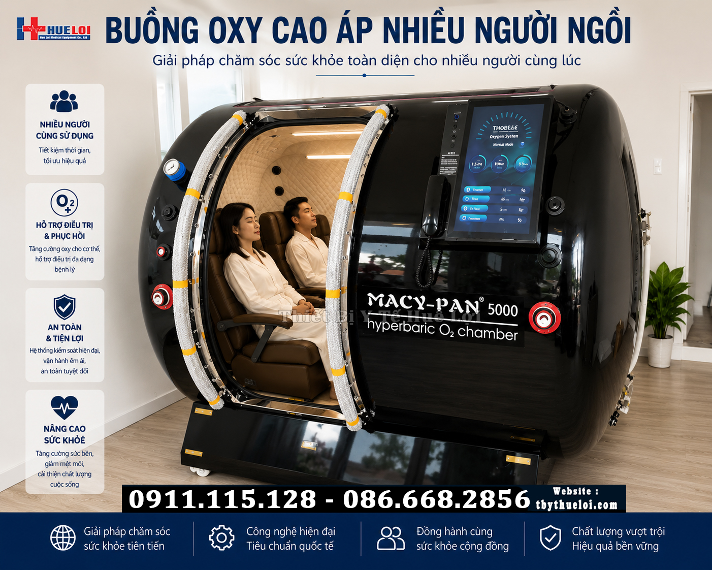 buồng oxy cao áp nhiều người ngồi