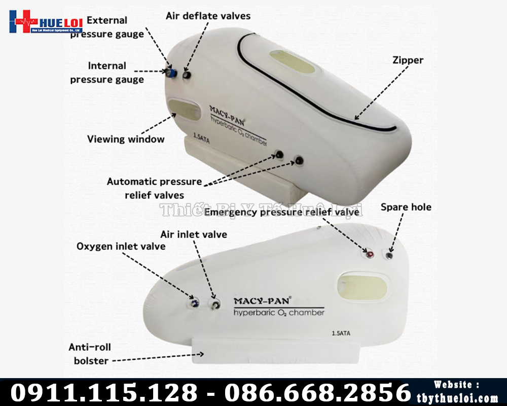 thông số kỹ thuật buồng oxy cao áp đơn